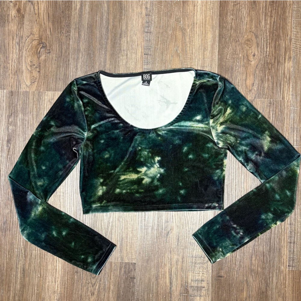 BDG Green Velvet Crop Top